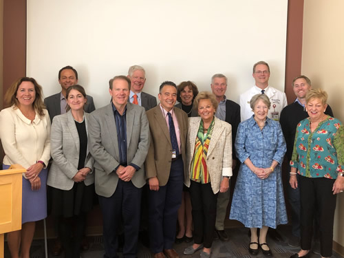 Dr. Richard Schulick (front row center),staff and members of the Cancer Center Roundtable 