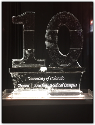 Ice sculpture commemorating 10th Anniversary Donor Dinner