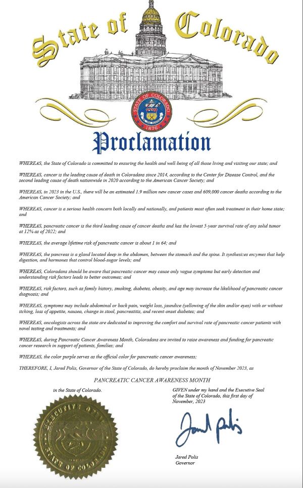 2023 proclamation for pancreatic cancer awareness Month