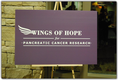 Wings of Hope for Pancreatic Cancer Research sign