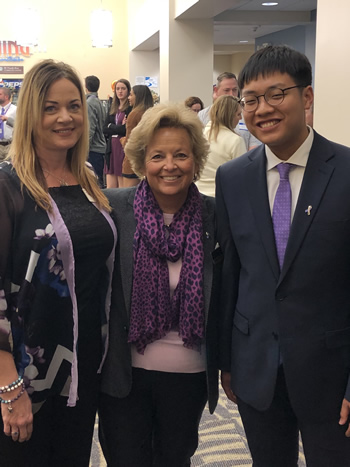 Rhonda Hatfield (Director, National Pancreatic Cancer Foundation), Maureen Shul (CEO, WINGS OF HOPE) and Danny Heo (Intern, Harvard Medical School)