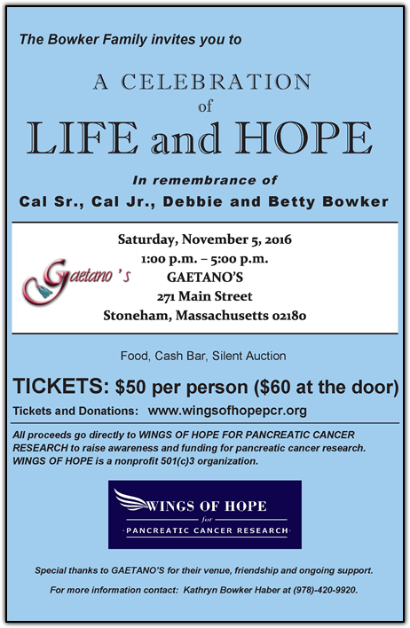 Flyer for A Celebration of Life and Hope