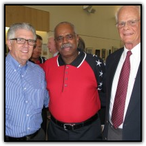 Paul Squyer, left, smiles with Walter Watson and Bill Mason