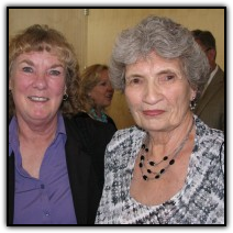 Jo Ann McKie, left, catches up with Nancy Bohlen