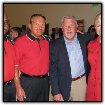 Walter Watson, left, and Brian Shul take a photo with Robert and Marilyn Olislagers